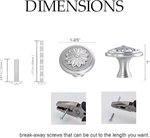 Miniatura 9 de Paquete de 8 pomos de níquel cepillado para gabinetes, 1-25 pulgadas de diámetro, pomos plegables de níquel para cajones de baño, cocina, cajones,