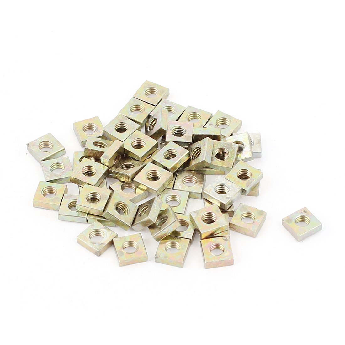 uxcell M3x5.5x2mm Zinc Plated Square Machine Screw Nuts Brass Tone 50Pcs