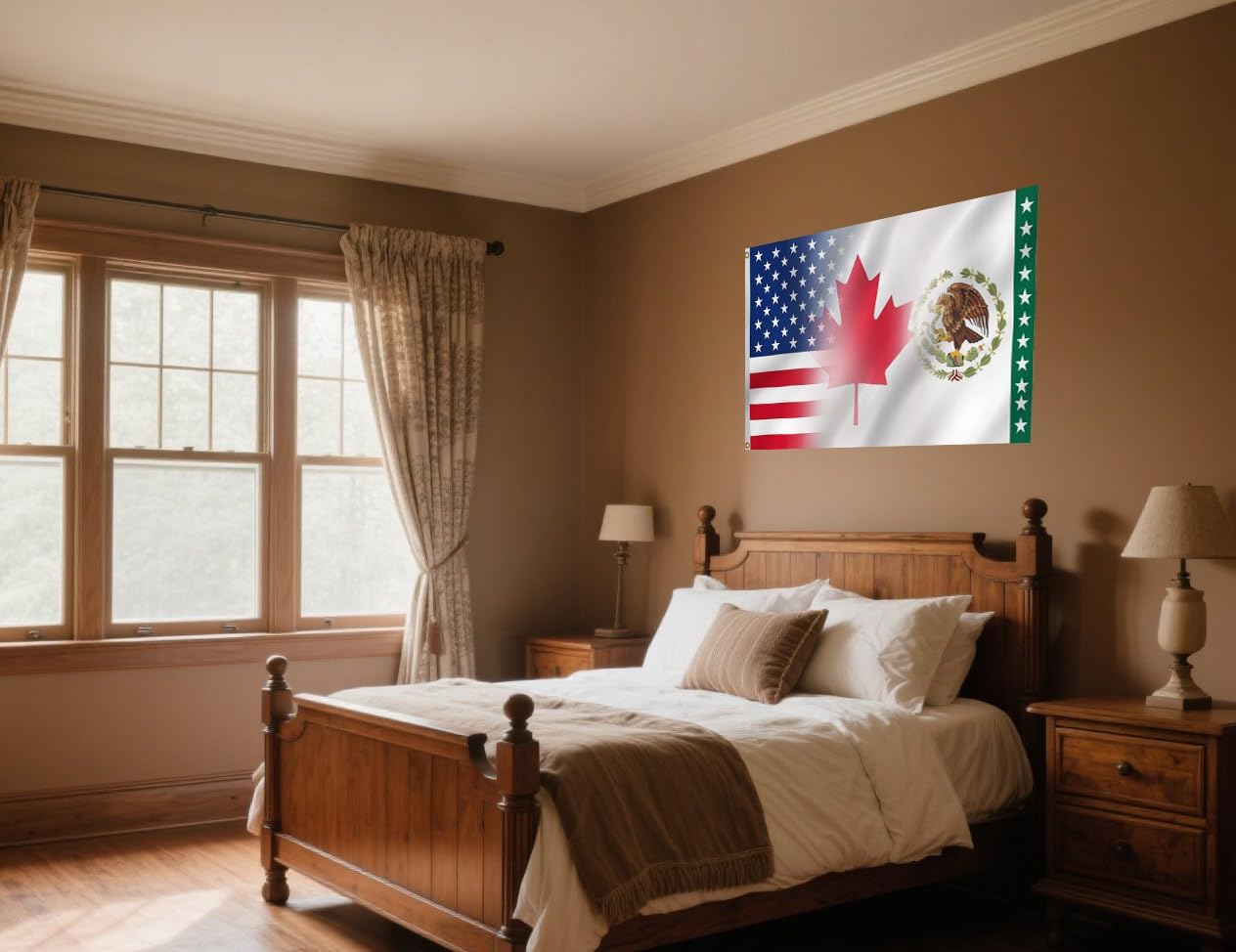 US And Canada And Mexico Combination Flag 6X10FT, North America Friendship Flags,Both Side Printed, Men Women Banner,Vibrant Colors, Double Stitched with 2 Brass Grommets, Bar Garden Street Decoration, GYM, Office Decor,Indoor Outdoor Use,Gifts. (6x10ft)