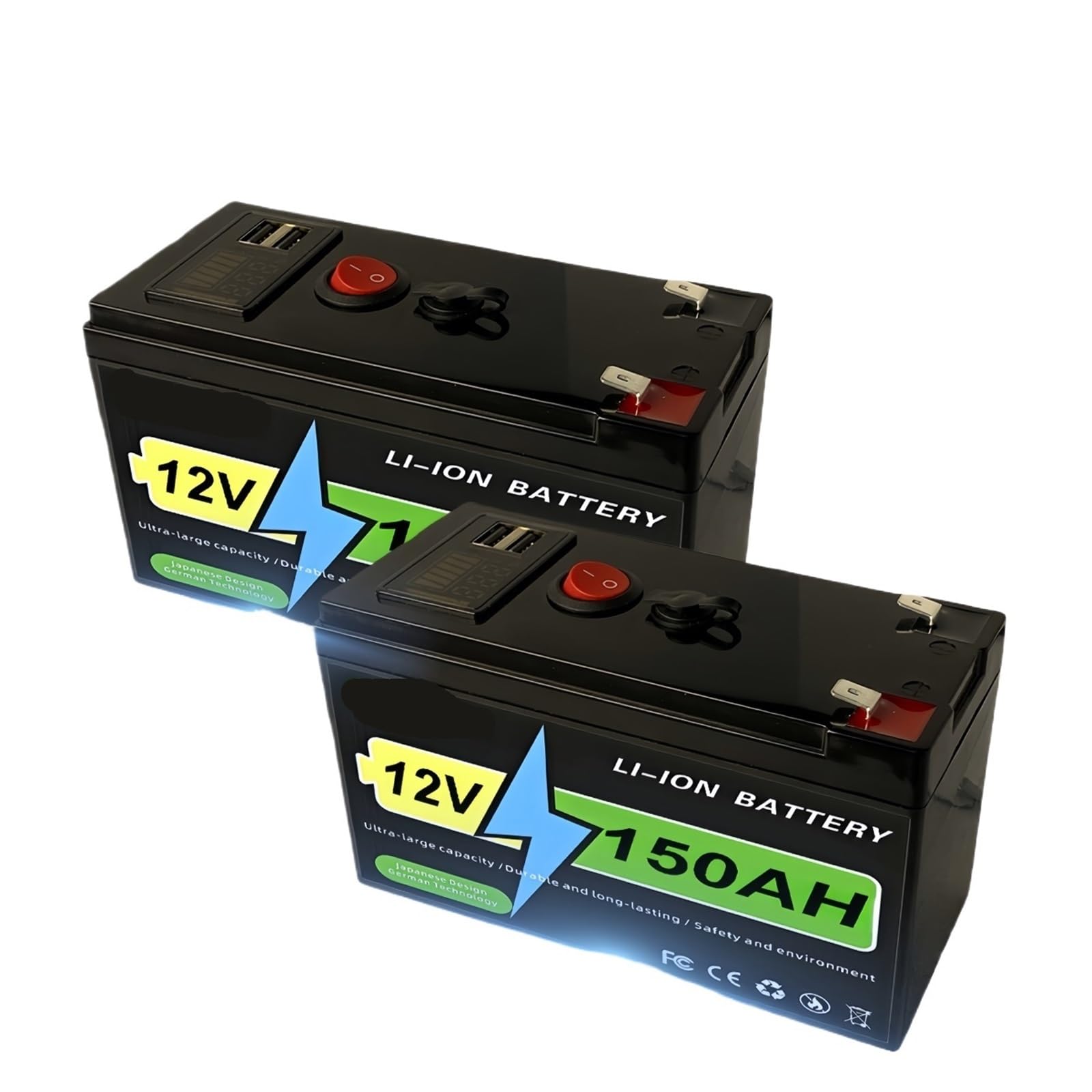 Batería Lifepo4 12v Batería solar Batería de litio 180Ah 12V | BMS de 10 años de vida útil y más de 4000 ciclos for dispositivos solares y marinos(150Ah Battery x1)