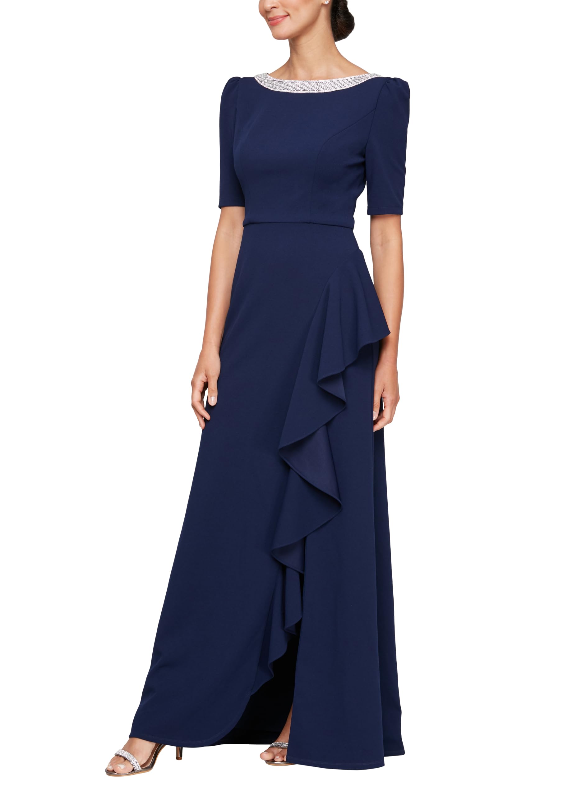 Photo 1 of Alex Evenings Long Embellished Neck Dress