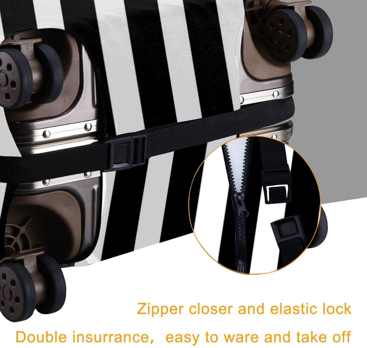 review Nicokee Travel Suitcase Cover Black And White Striped Luggage Protector Cover For 18-32 Inches Luggage