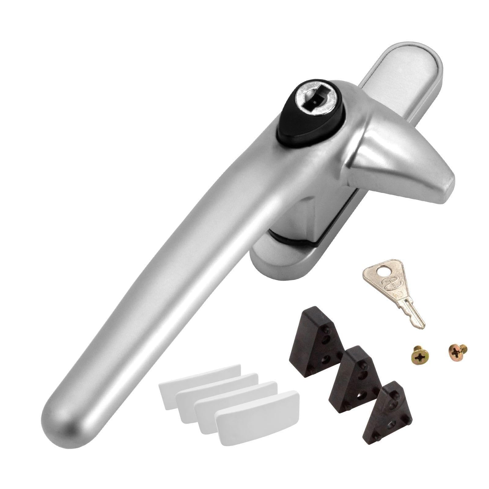 Universal Cockspur Window Handle Kit (10 Pack) - Left, Satin Silver/White