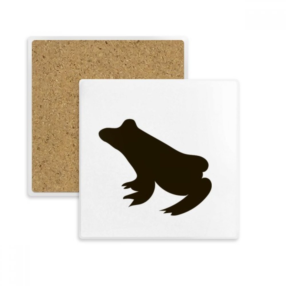 Grenouille noire mignon dessous de verre carré en pierre, idée cadeau originale