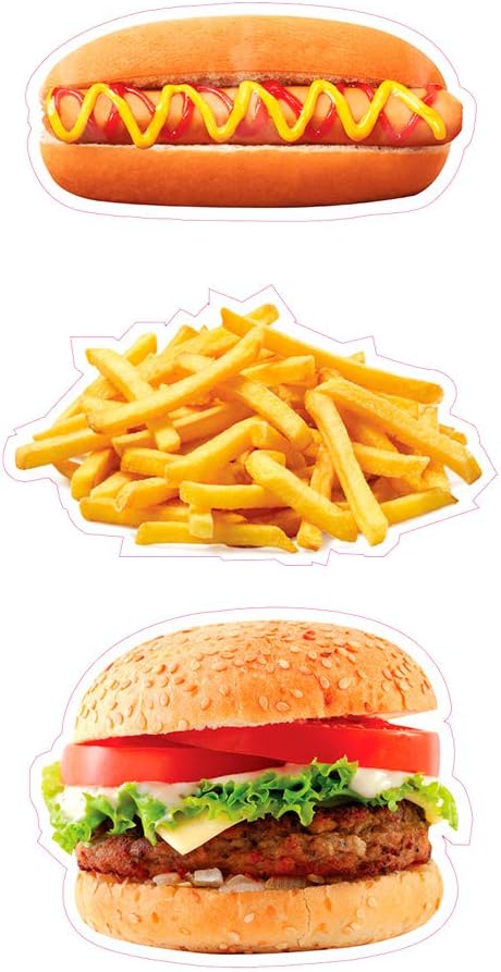 Food Truck Decals Hot Dog Fries Burger Concession Restaurant Die-Cut Vinyl Sticker & Sign 24 in on Longest Side