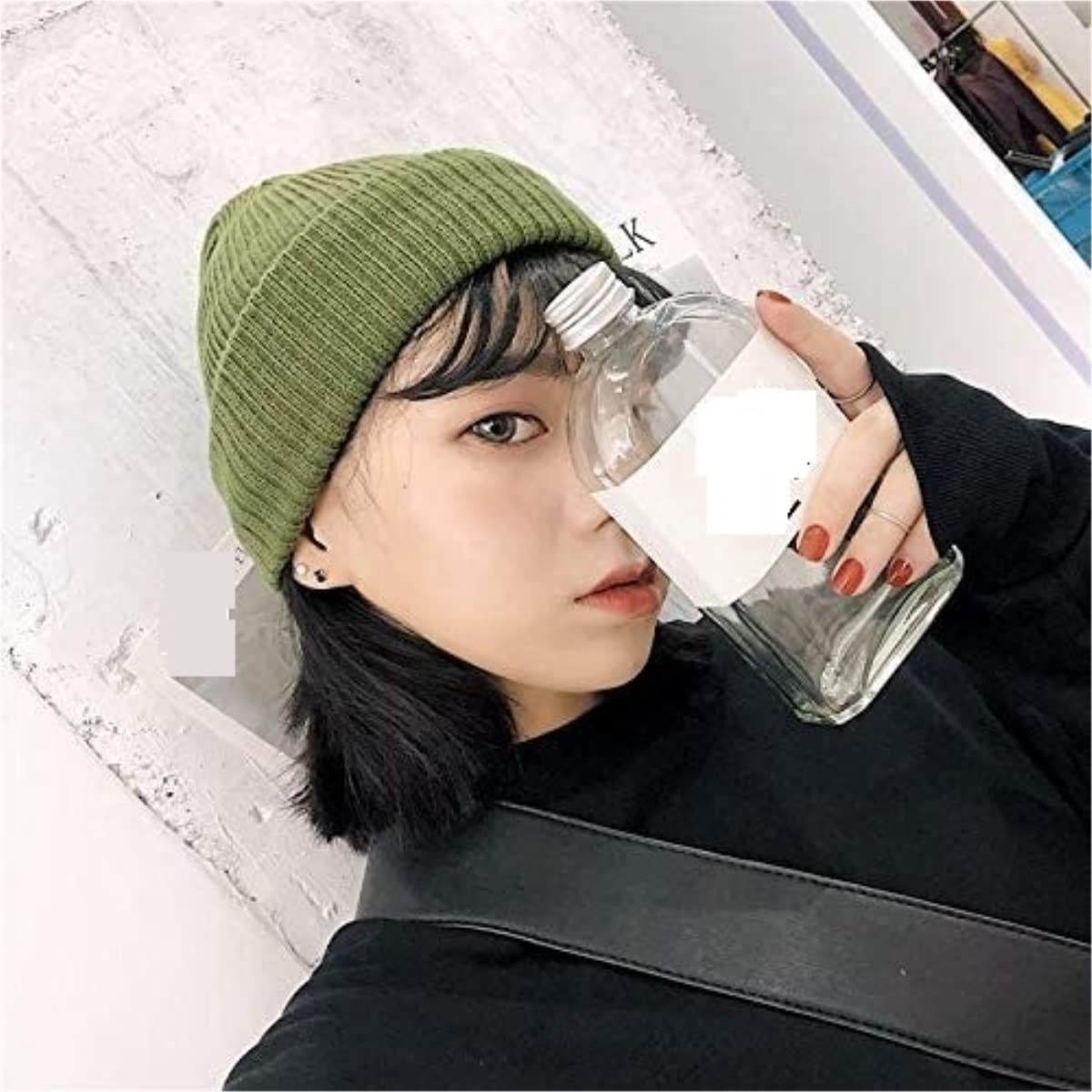 Gorro de Lana de Invierno cálido Verde para Mujeres y Hombres, Suave, para esquí, clásico (Talla única)
