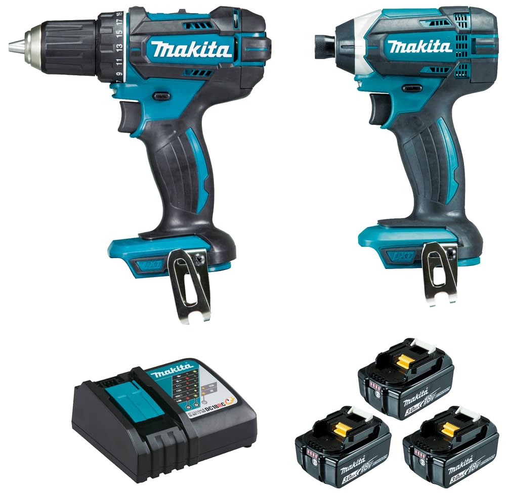Makita DLX2127J1 - Juego de 2 máquinas (18 V, Li-Ion, 3x3Ah, DDDF482 + DTD152)