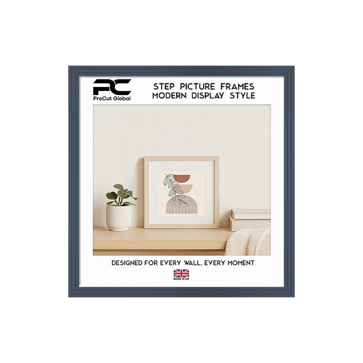 Procut Global 35x35CM Dark Grey Picture Frames - Modern Step Wooden Photo Frame with Shatterproof Perspex for Wall or Tabletop - Perfect for Posters, Certificates & Prints - Sizes & Colors Available — image 1