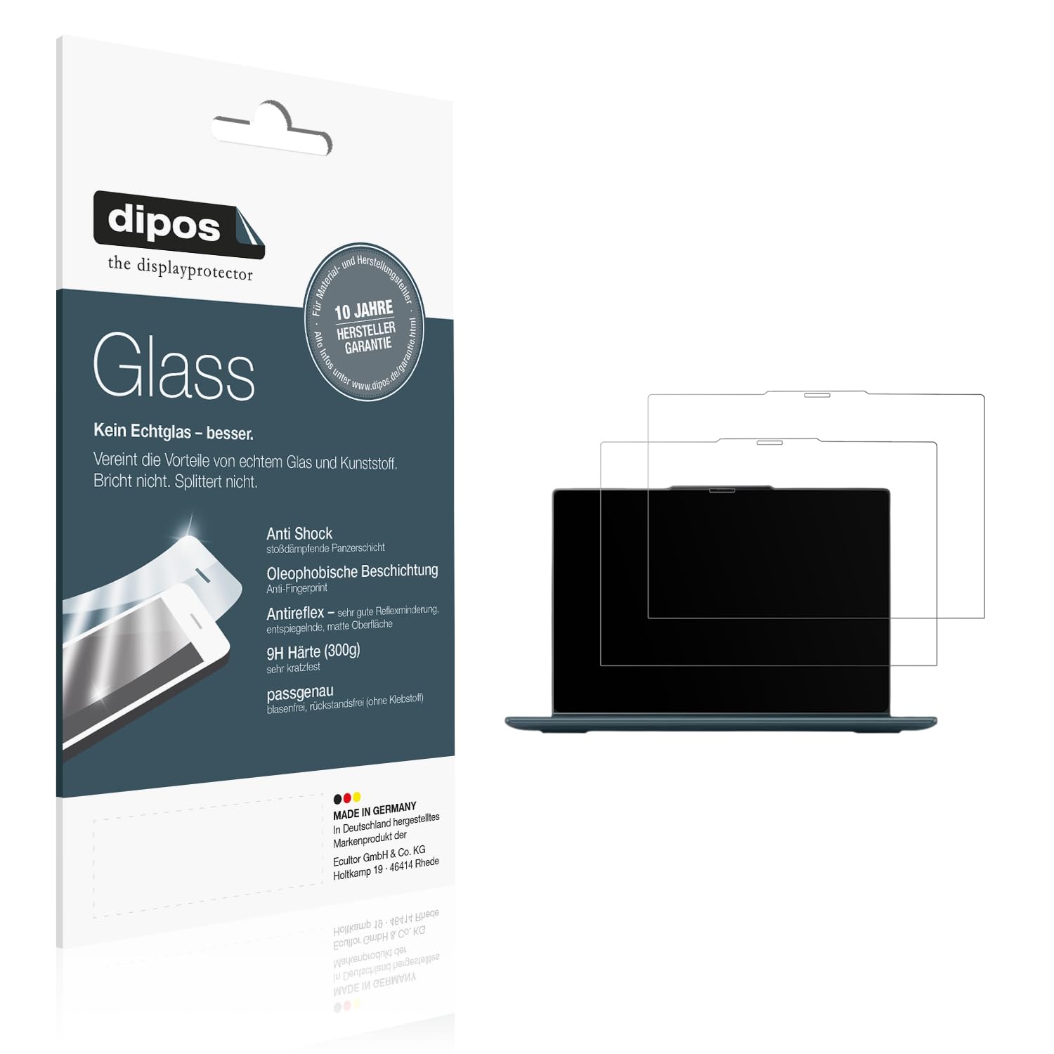 dipos 2x Pellicola 9H opaca per Lenovo Yoga 7i 2-in-1 Gen 9-14 83DJ003QGE | Antiriflesso, non si rompe e non si scheggia, non è vero vetro, Anti-Shock, antigraffio, senza bolle, autoadesiva