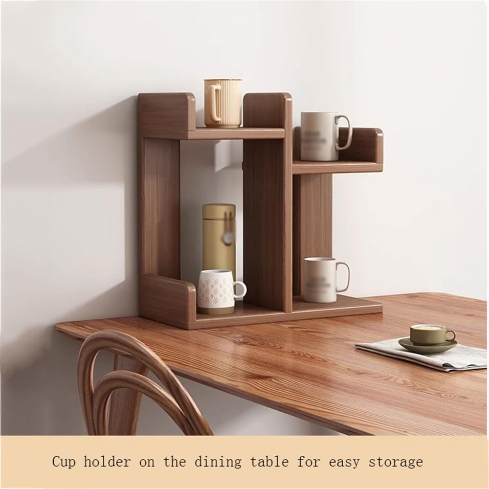 Estante para Libros Estante Organizador de Escritorio Madera, Estante Almacenamiento apilable 2 Niveles, for el hogar, Mesa Comedor, Cocina o Estudio, exhibición Independiente