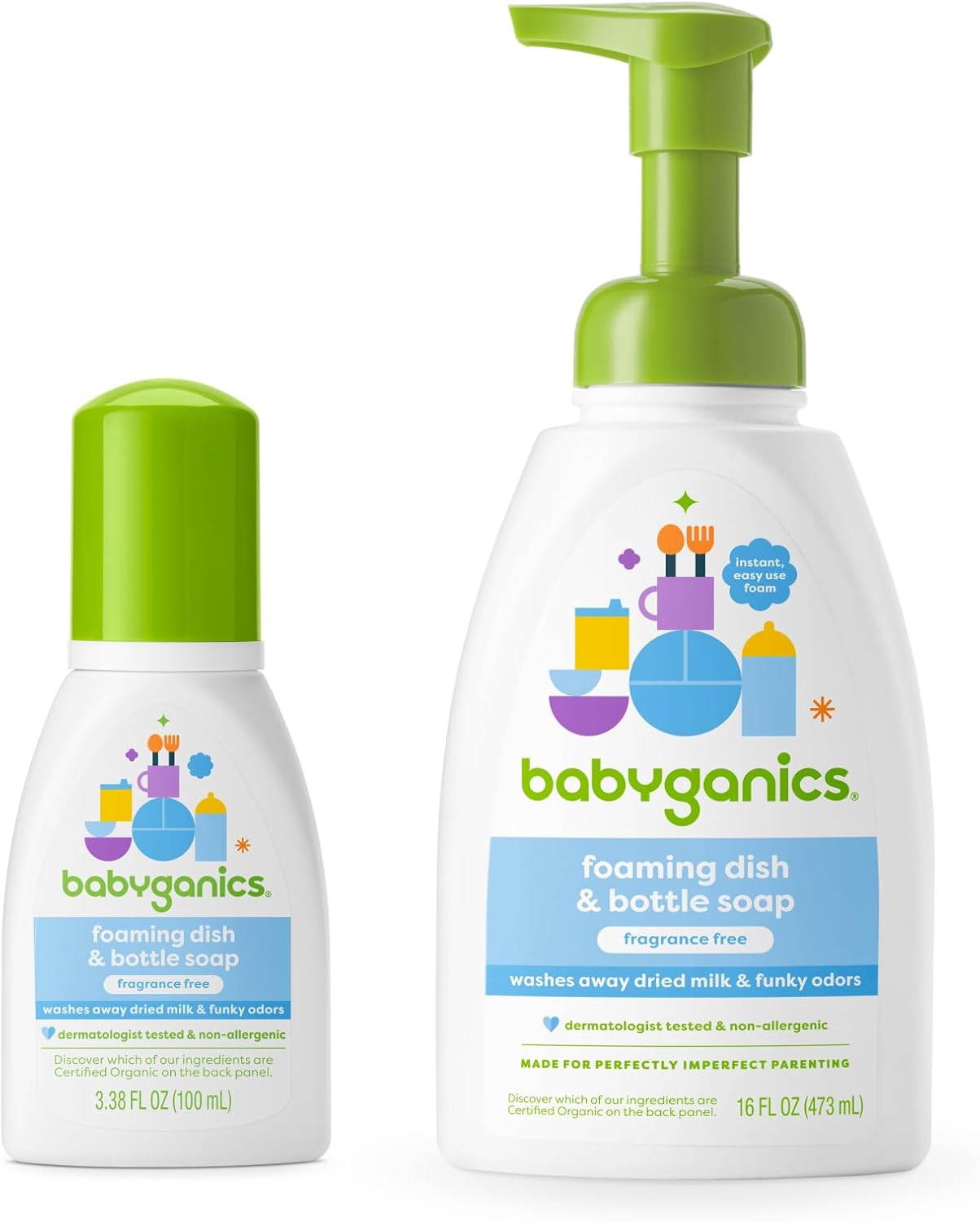 Babyganics Dish Giftset, Standard Pump, Travel Size and Refill, Fragrance Free