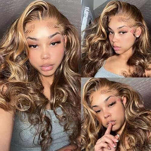 Miniatura 5 de WOWQUEEN Peluca de cabello humano con encaje frontal color degradado 427, rubio miel, 13x4, HD, transparente, encaje frontal, pelucas de cabello