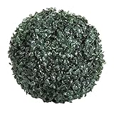 Pure Garden 50-128 Solar Powered LED Artificial Topiary Ball-Decorative Pre-lit Faux Boxwood with...