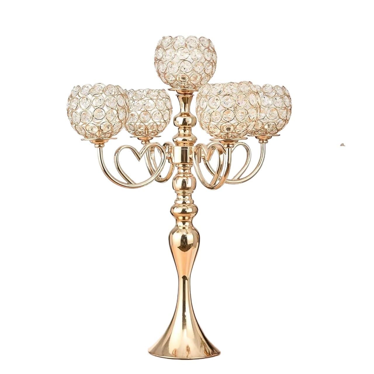 AD-BCrbgen Crystal Candelabra Tea Light Holder Elegant Living Room Ornament Table Decor Centrepiece Accessory Candle Holder(Yellow)