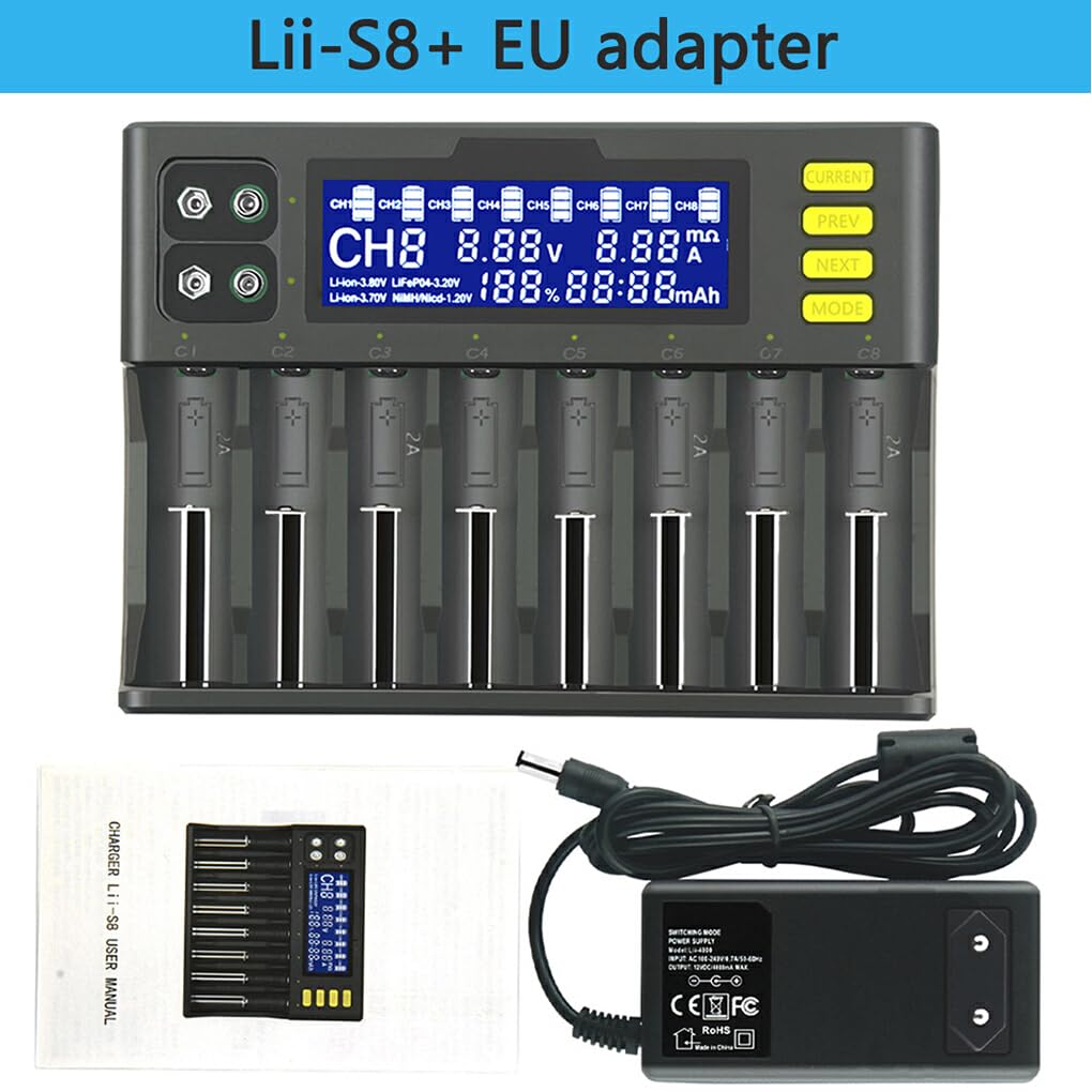 Chargeur de batterie 8 emplacements 9V LCD affichage numérique piles rechargeables adaptateur de charge plastique Lithium Charge bureau