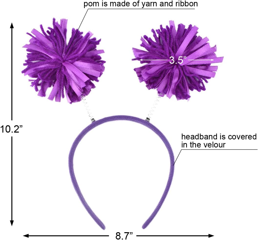 HODRME 2 Pieces Pom Pom Head Bopper-Yarn Spings Pom Headwear Party Headband for Adults and Kids - Image 4