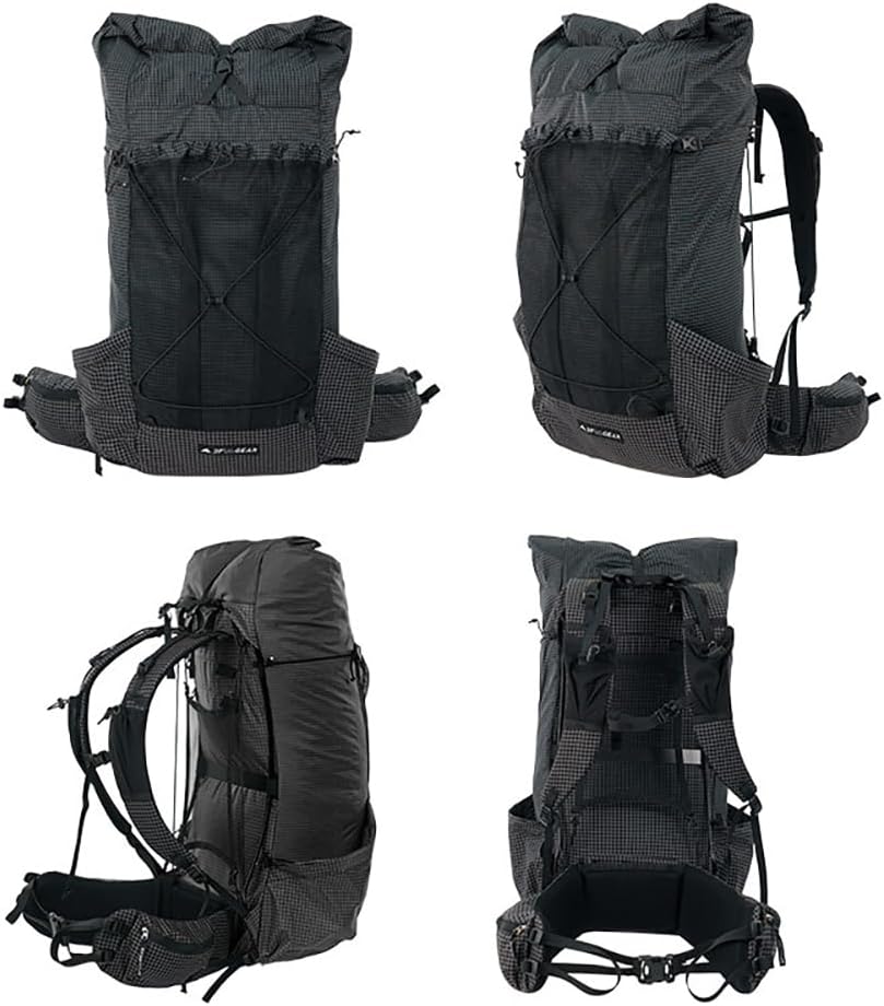 3F UL GEAR Tianshan 35+10L Backpack,Ultralight UHWMPE Frame Waterproof Bag for Outdoor Camping Hiking (Black, Small)