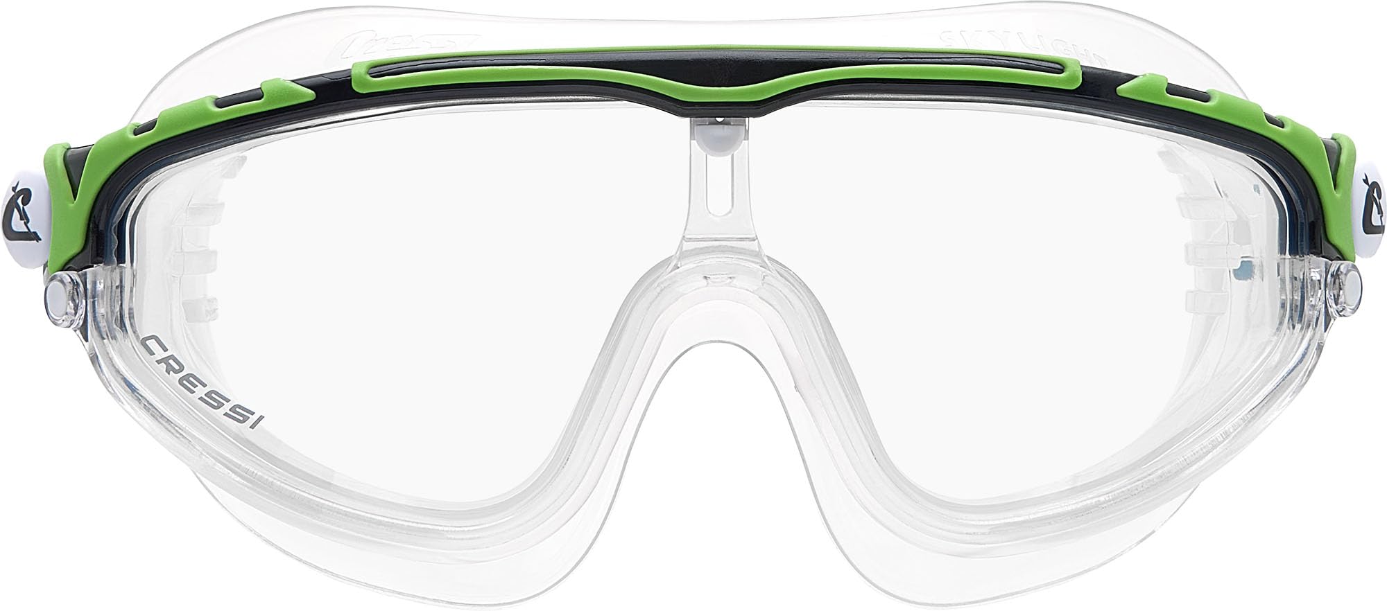 Cressi Skylight Swimming Goggles - Silicone Seal for Adult Swim Goggles - UV Anti-Fog Swimming Mask - Clear/Frame Black Lime