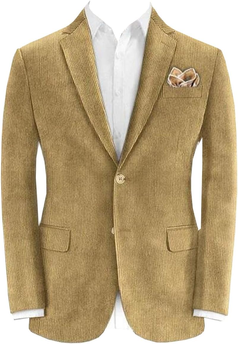 Mens Corduroy Slim Fit Suit Set Best Mans Wedding Suits Separate Blazer Pants