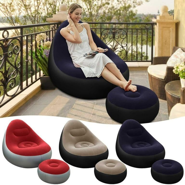 PARSPAR Inflatable Deck Chairs with Air Pump, Inflatable Patio Lounge Chairs, for Indoor, Living Room, Bedroom, Outdoor, Travel, Camping, Picnic || 1Pcs, Multicolor ||-image-18