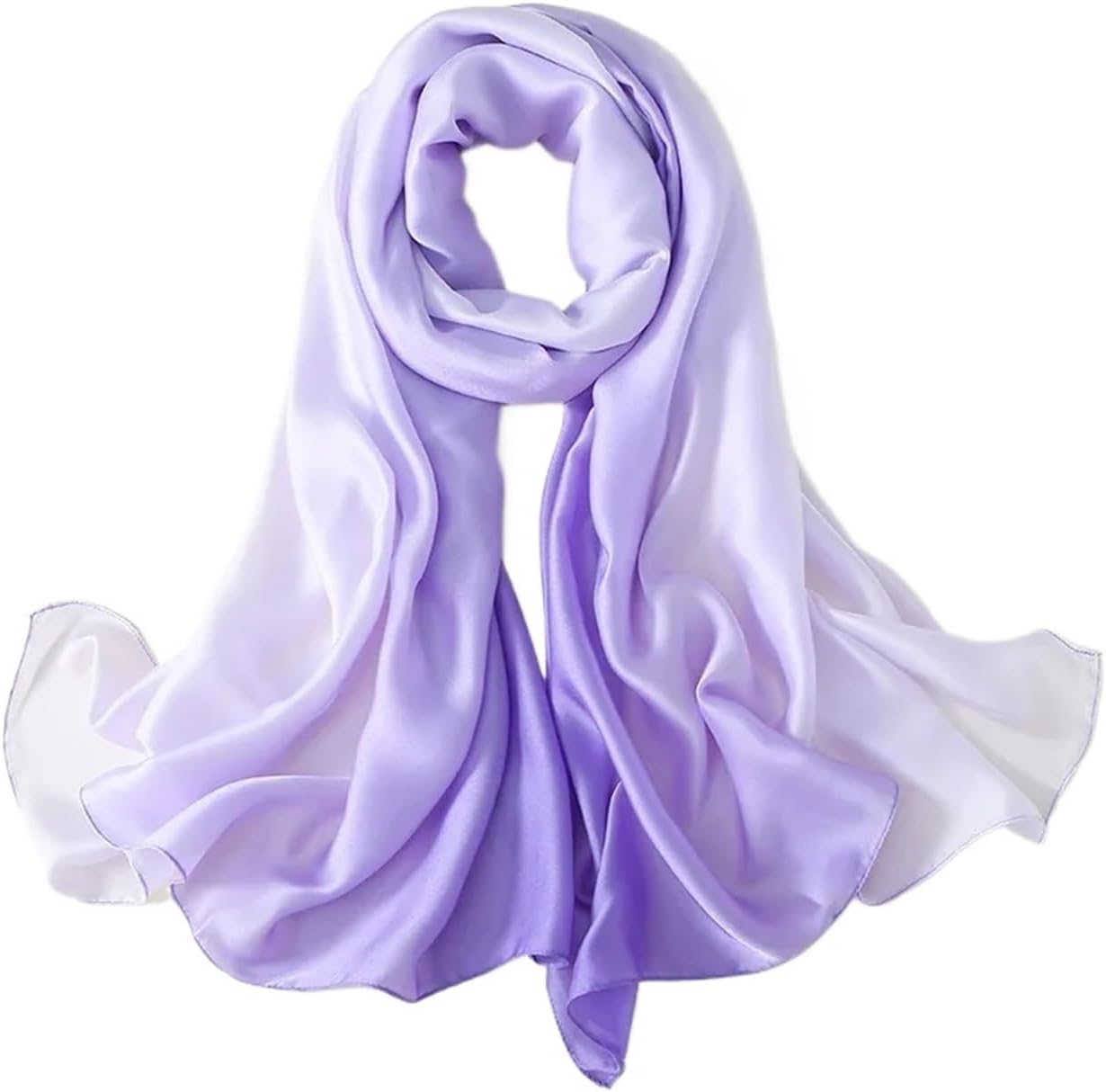 Compatible For Gradient Silk-Satin Scarf Women's Long Headscarf Solid Color Silk Fashionable Shawl