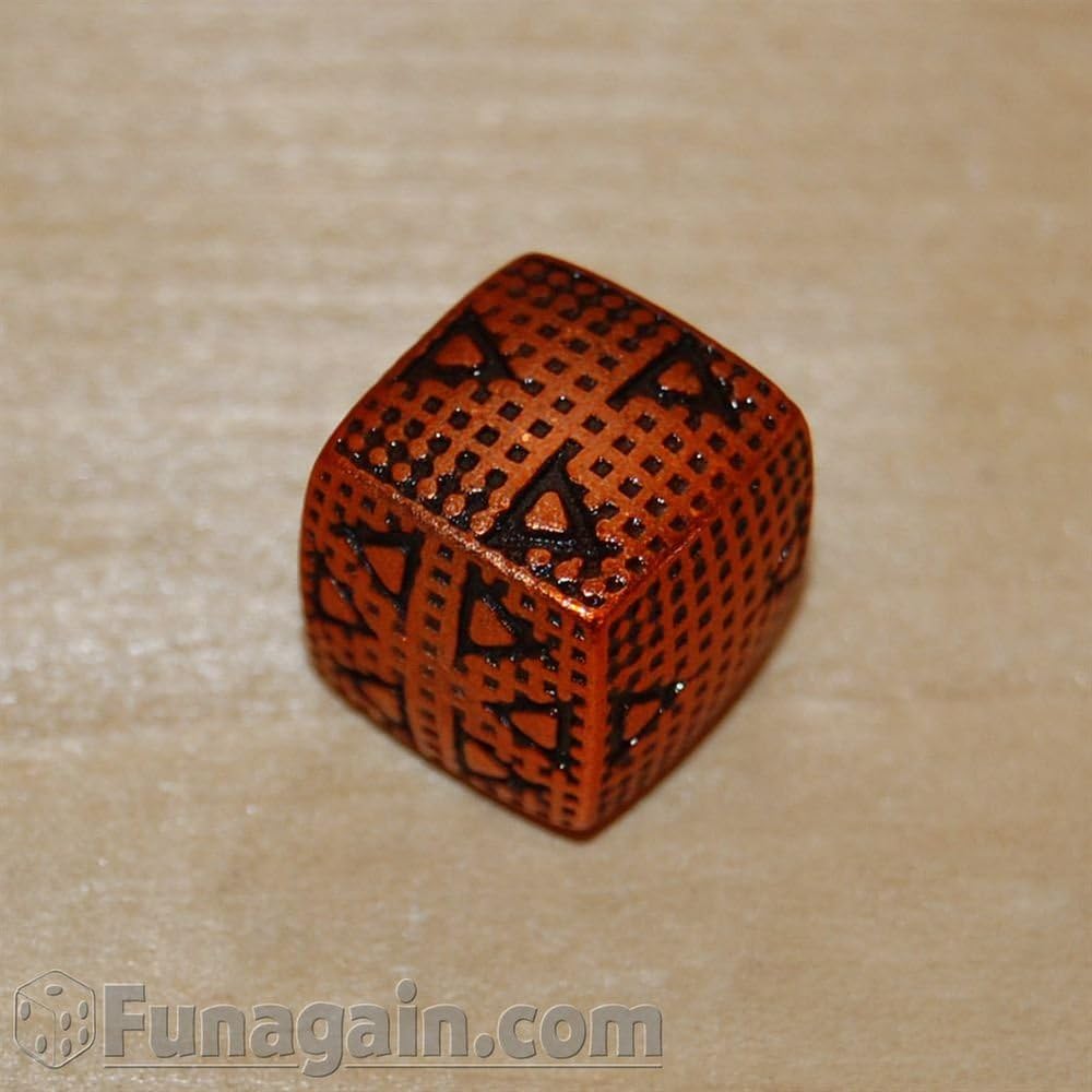 1 (One) Single Solid Metal Italian Dice - Orange Smasher (Die-Cast Designer Six-Sided Die / d6)