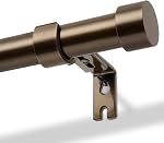 Zeerobee Rideaux pour Windows 66 à 120, 1 Tiges de draperie de haute résistance de pouce avec longueur réglable, Pôle de rideau moderne extérieur avec bouchons de fin simple, 32"-120", nickel brossé
