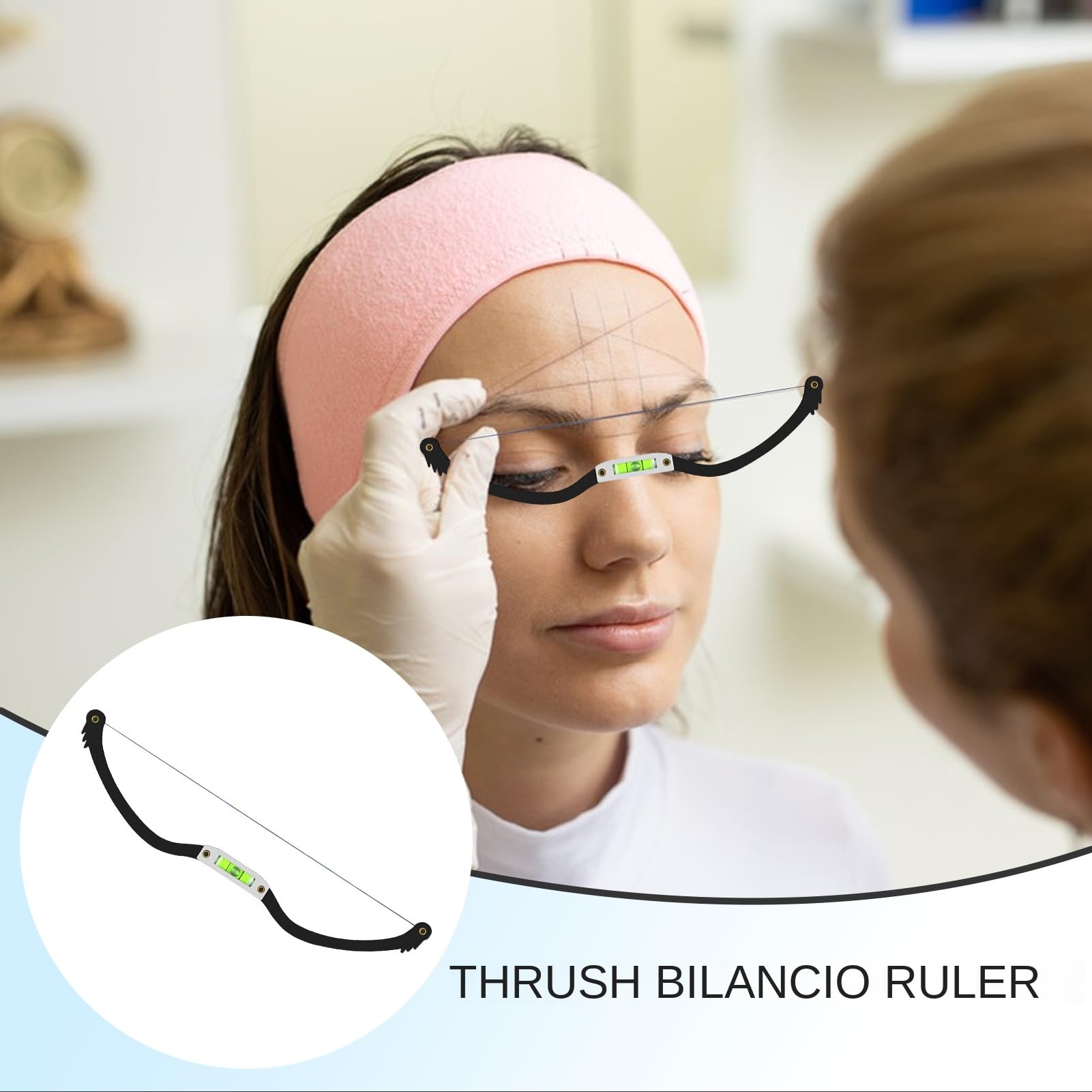 Eyebrow Balance Ruler, Precision Eyebrow Shaping Tool, Metal Brow Mapping Stencil, Eyebrows Shapes Templates, Versatile Makeup Tool for Perfectly Shaped Brows, Ideal for Professionals, 22.6x4.7x1cm