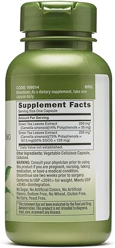 Miniatura 2 de GNC Herbal Plus Complejo de té verde 500 mg, 100 cápsulas, apoyo al metabolismo