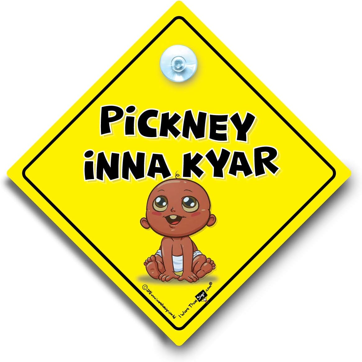 Pickney Inna Kyar Car Sign, Baby on Board Sign, Black Baby on Board Sign, Afro Caribbean Bany Sign, African Baby Car Sign 14cm