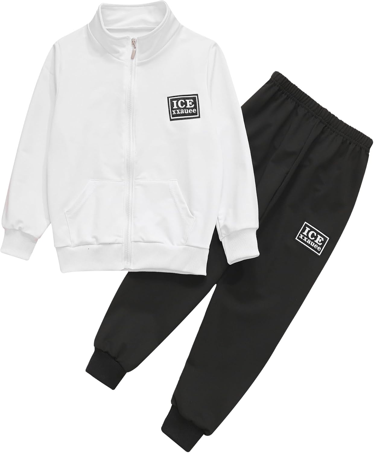 Kids Boys Girls Tracksuit Zip Up Sweatshirt Jacket with Jogger Sweatpants Clothes Set 2Pcs Sports Outfits
