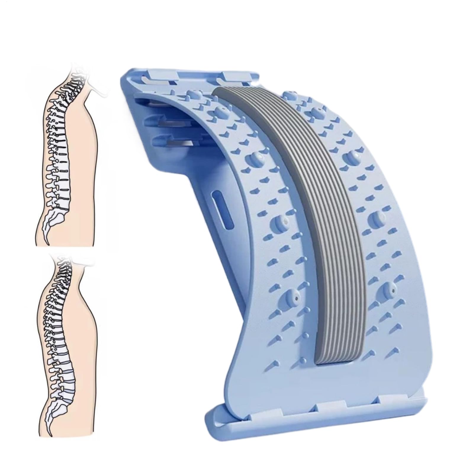 Rückenstützbrett Lendenwirbel Lsäule Massagegerät 4Stufig Einstellbar, Rückenstrecker Gerät Ergonomisch, Rückendehner Orthopädischer & Nackenstrecker, Rückentrainer Für Schmerzlinderung Wirbelsäulen