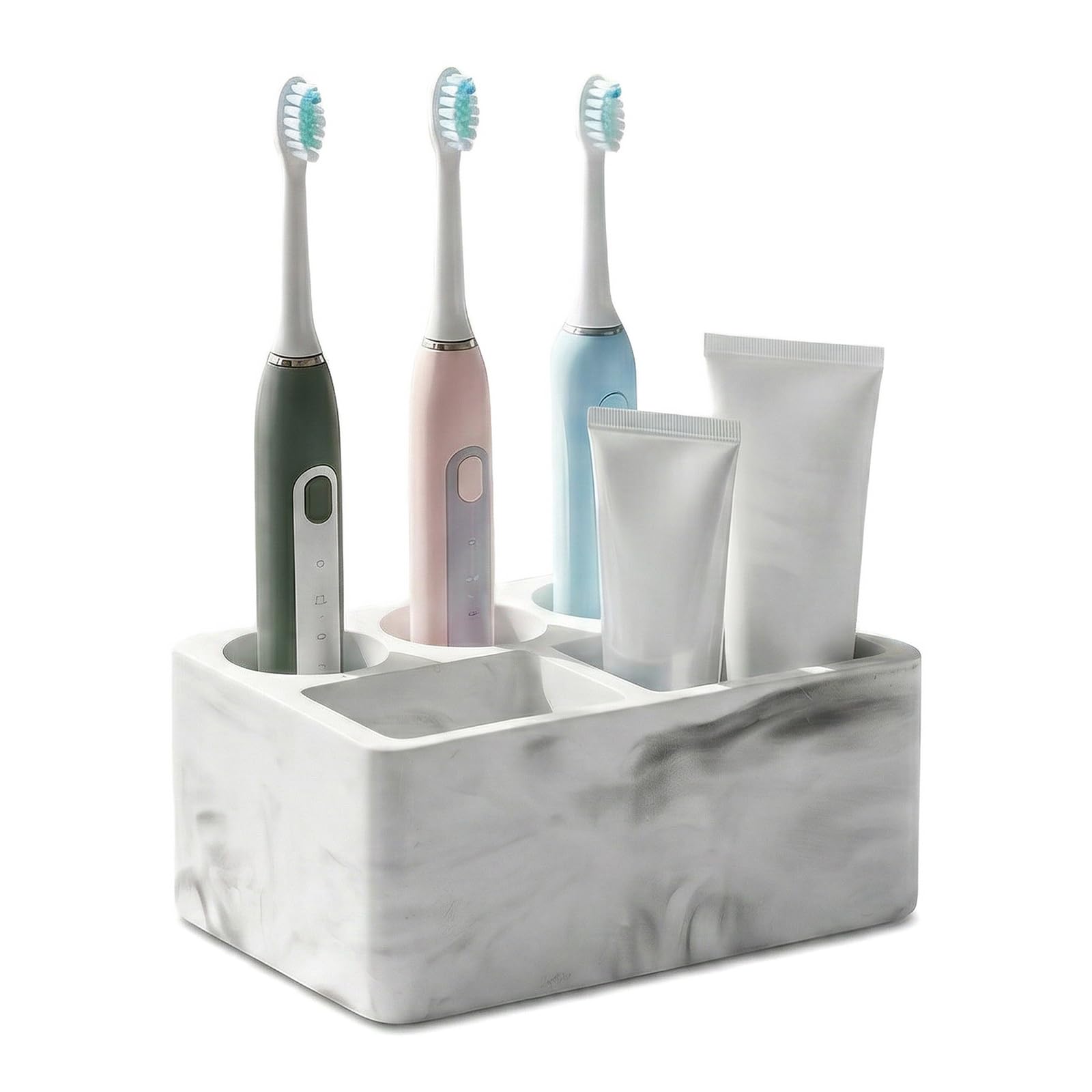 Diatomite Toothbrush Holder, Fast Drying Tooth Brush and Toothpaste Holder for Bathroom Organiser Accessories (Marble White)