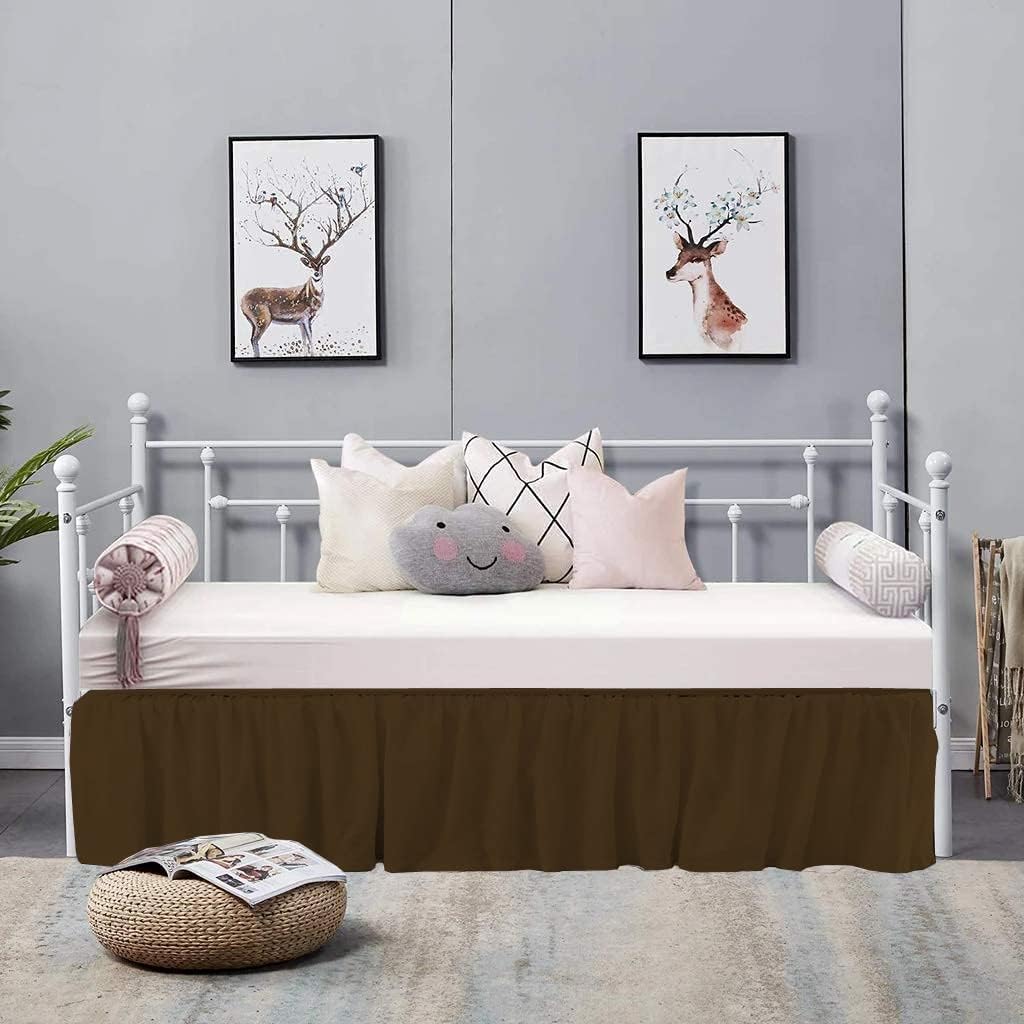 1 Piece Daybed Skirt Dust Ruffle Split Corners with 18