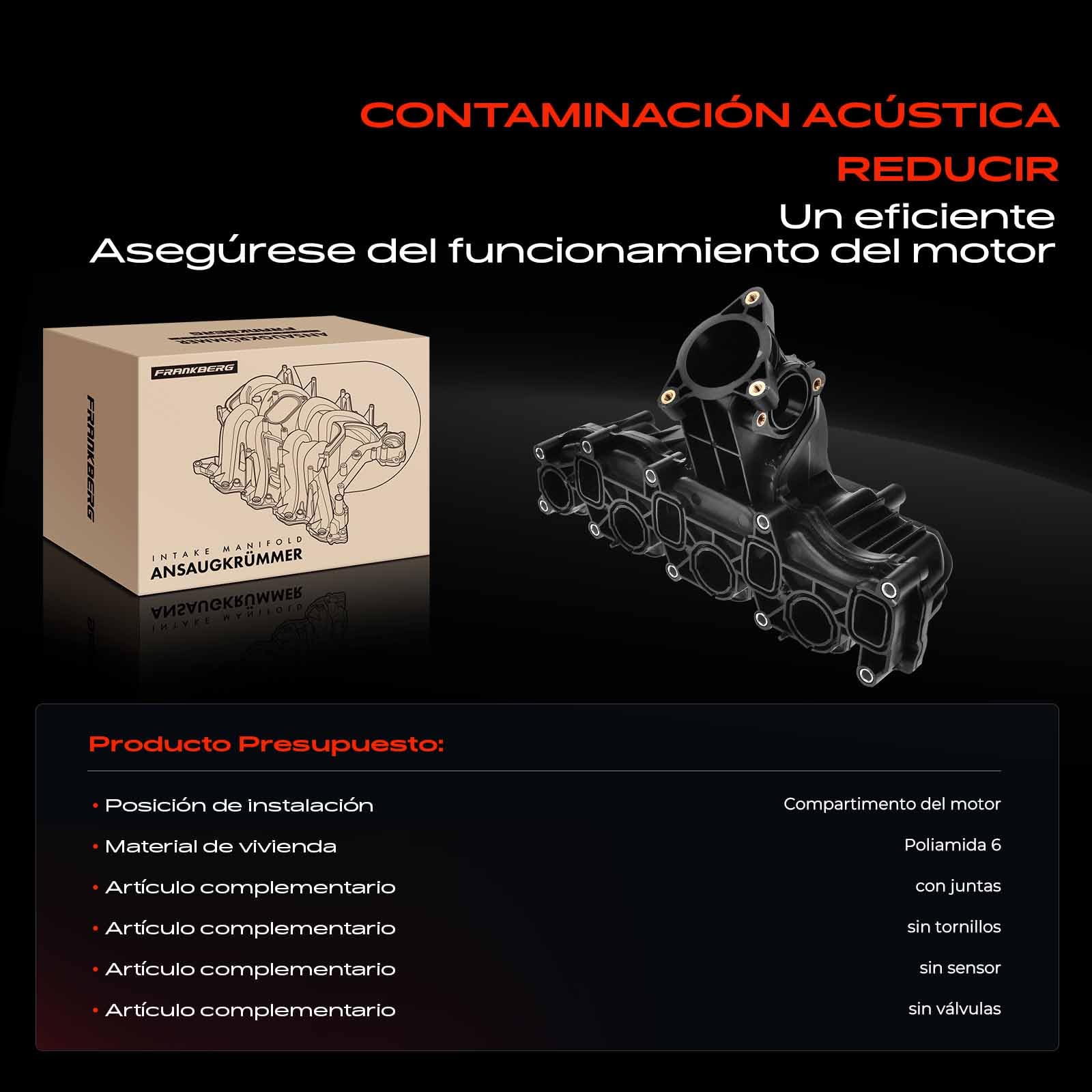 Frankberg Colector de admisión con junta 03L129711AL | Compatible con: A1 Sportback 8XA 8XF, Altea XL 5P5 5P8, Habitación 5J7, NH3 rápido, Golf Plus 521 5M1