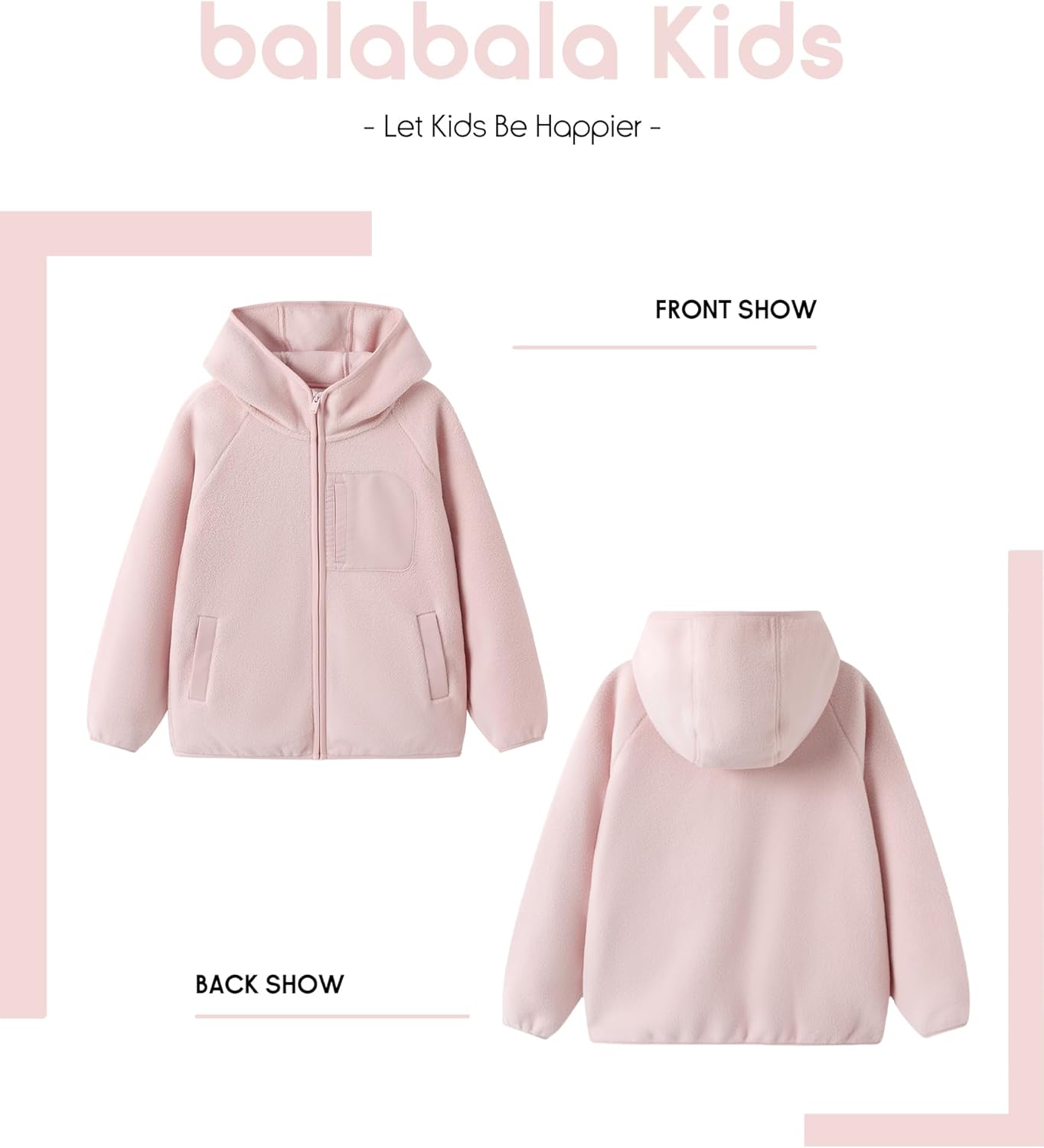 Balabala Girls Winter Jacket Toddler Fleece Jacket Kids Full Zip Hoodie Boys Jacket Warm Cozy Outwear Coat with Pockets - Image 4