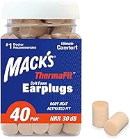 Mack's ThermaFit Soft Foam Earplugs 40 Pairs - NRR 30dB Body Heat Activated Comfort for Sleeping, Snoring, Travel, Concerts | USA Made