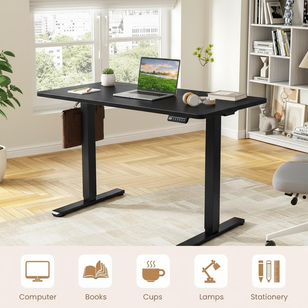 Marsail Whole Table Top, 63" x 30" Inch One-Piece Standing Desk Top, Rectangular Black Wood Board for Height Adjustable Desk&Home Office