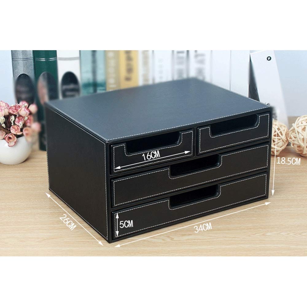 Struttura in legno Scrivania Archivio Organizzatore con Pelle File Cabinet Scatola di Immagazzinaggio File Manager