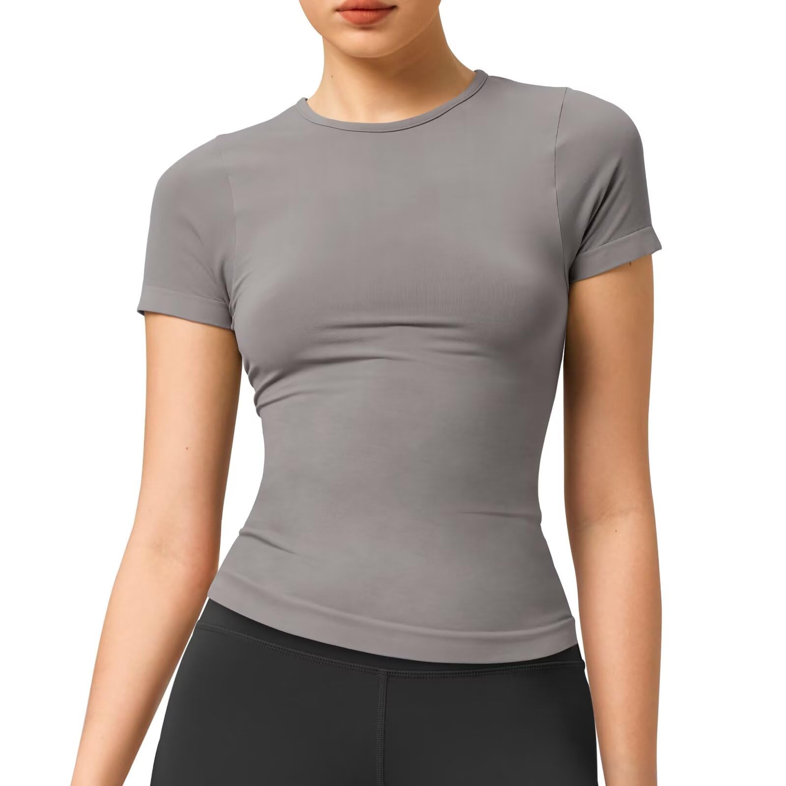 Damen T Shirt Sports Rundhalsausschnitt Leichtes, Soft Stretch Top, Kurzarmshirt für Casual Life, Sommer, Gym