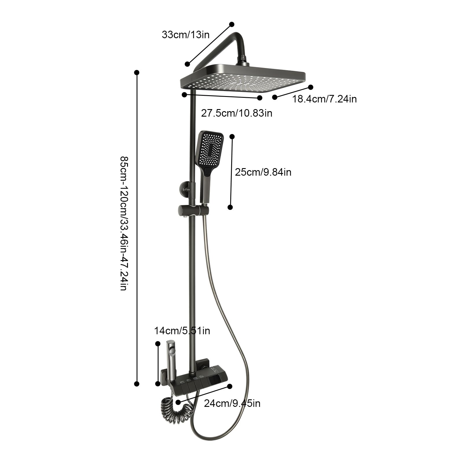 Sistema doccia termostatico, rubinetto in ottone 304 in acciaio inox