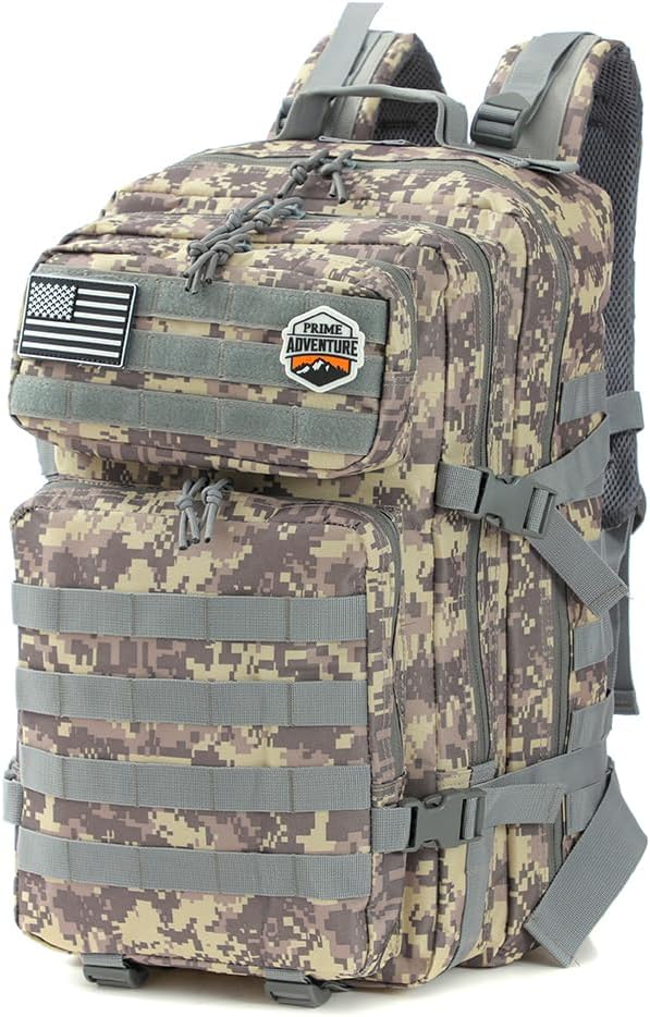Prime Adventure 45L Outdoor Molle Backpack – Modular Military Tactical Gear Pack for Hiking, Camping & Travel