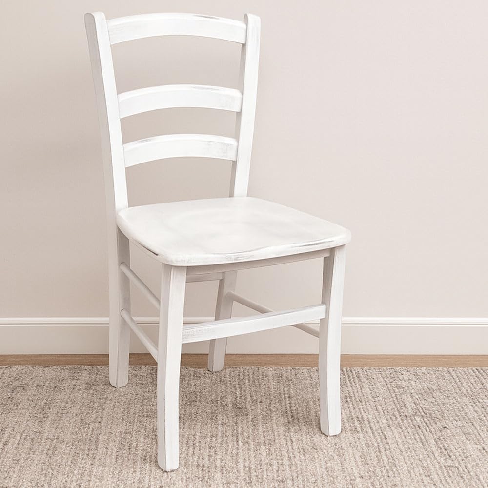 okaffarefatto zimbardi costanza Sedia in legno modello venezia anticata bianca con seduta in massello