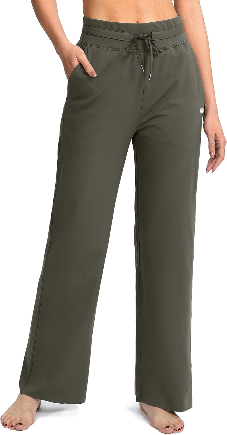 28" 30" 32" 34" Inseam Women's Yoga Sweatpants Wide Leg Lounge Casual Pants Open Bottom Sweat Pants for Women with Pockets