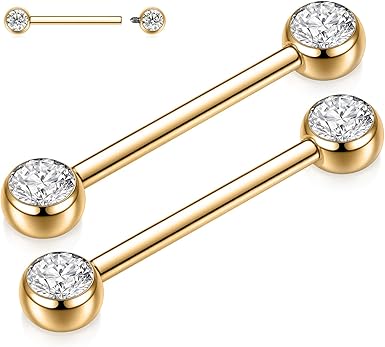 AROWRO 14G - en tongpiercings, G23 titanium tepelpiercings