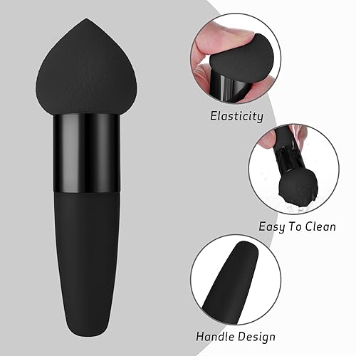 Miniatura 4 de Sibba Esponja de maquillaje, 3 piezas, base de maquillaje para licuadora, corrector, mezcla, cosmético, mini aplicador de cepillo en ángulo, mango