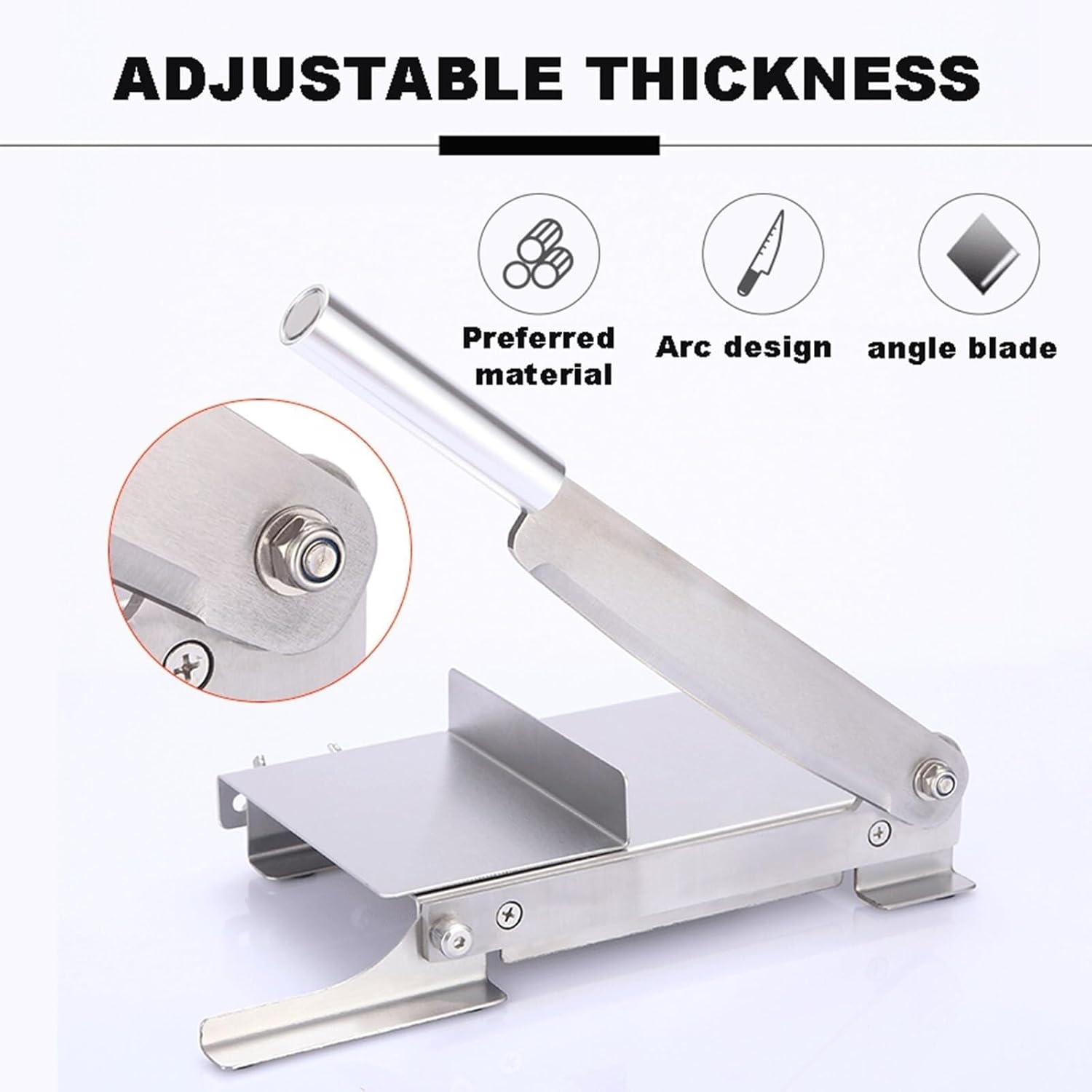 Meat Slicing Machine，Manual Meat Cleavers Stainless Steel Meat Slicing Machine，Aluminum Alloy Handle 35cm,with Removable Tray，Uniform Slice Thickness