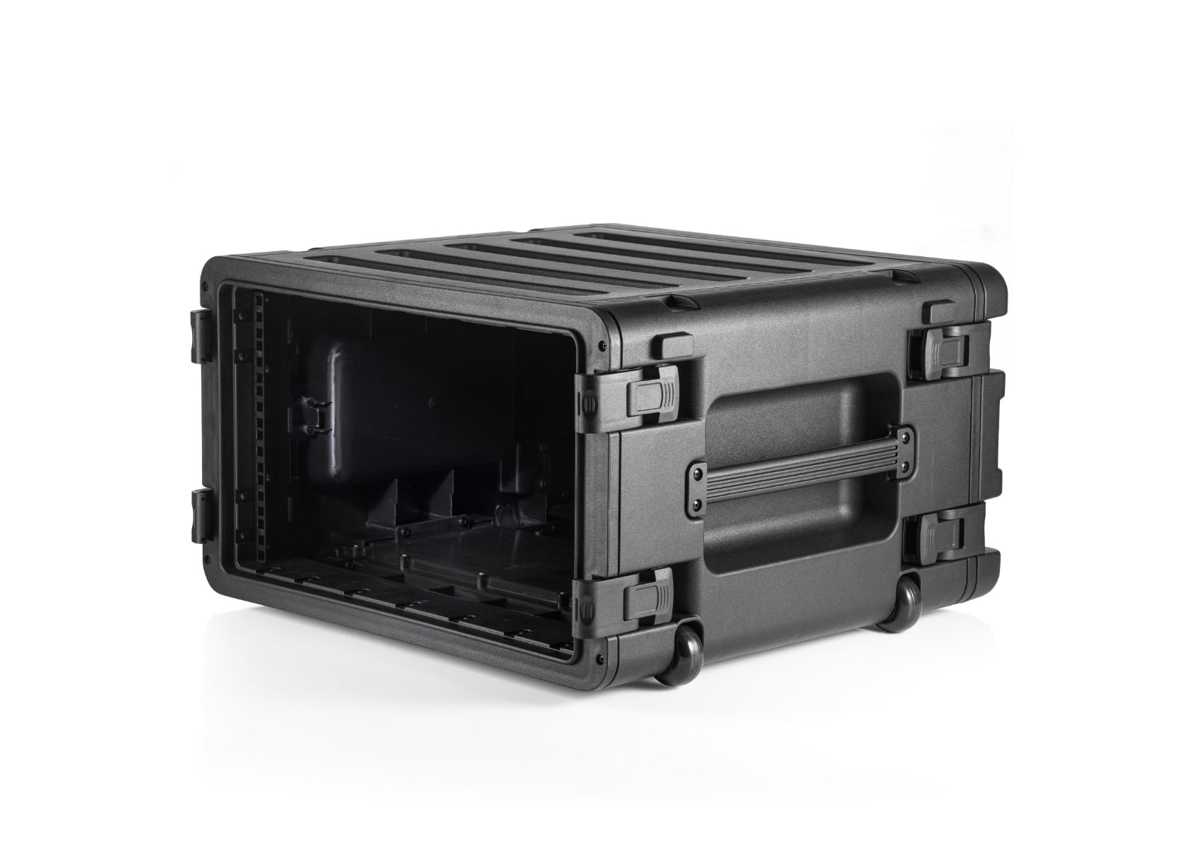 RackVault - Hartschalen Audiorack - 19 Zoll - 6U - 480 mm | mit Rollen und Trolley | Stapelbar Rack Gehäuse | Rackmount | Für industrielle und AV/Musik-Anwendungen | Schwarz