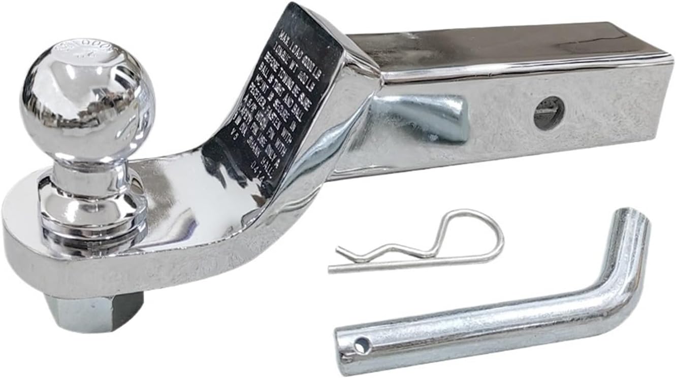 Chromed 2 Inch Towbar Tongue Ball Mount with Towball and Hitch Pin RV Parts Car Camper Accessories Caravan Components(with 50MM Ball)