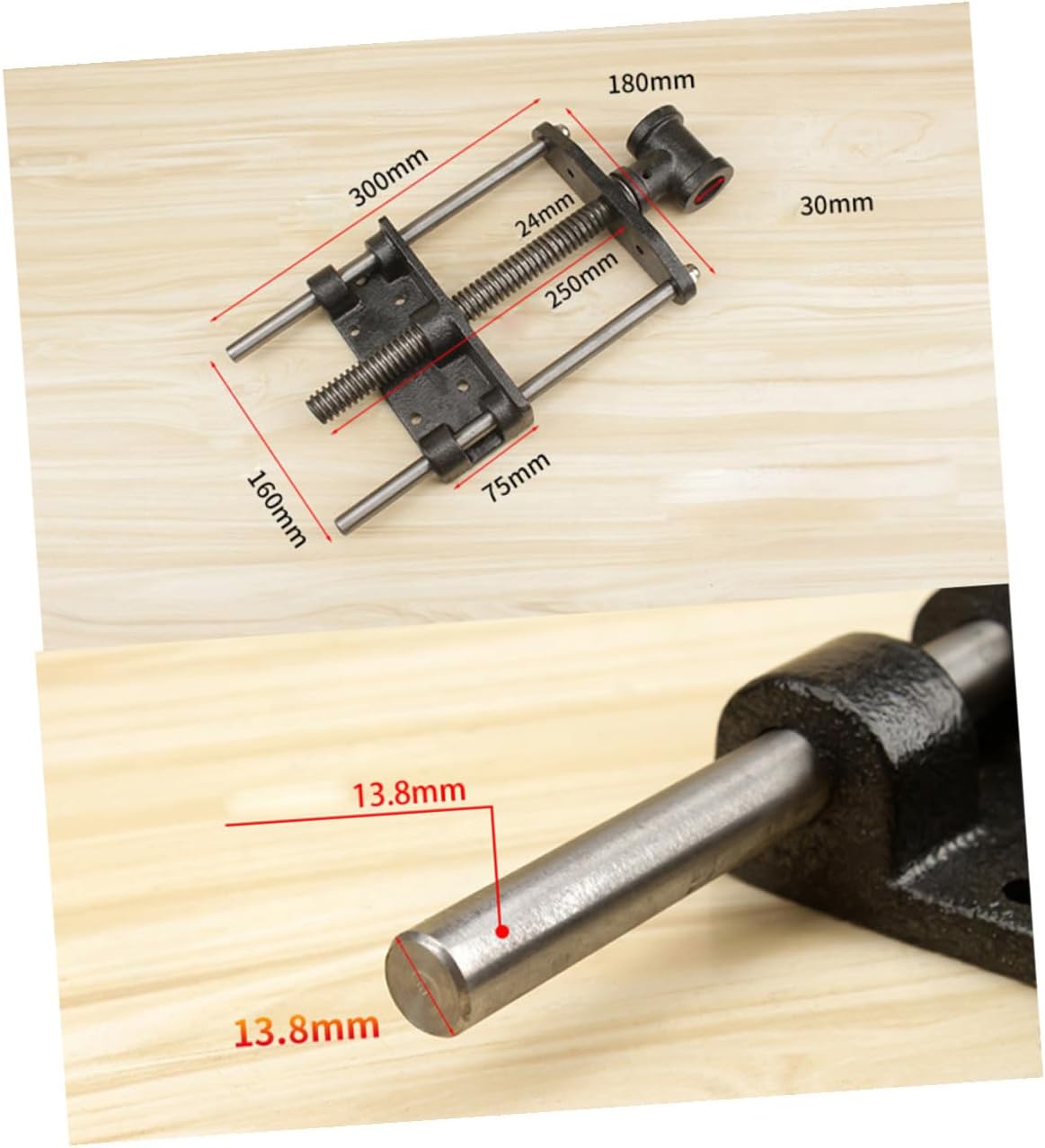 Woodworking Table Clamp 7-inch Wood Table Plier Dual Connecting Rods Lightweight Home Workshop Use